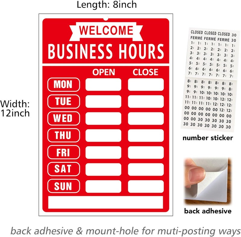 SnailGo Open Closed Signs Business Hours Sign Set for Window Door Open Signs for Business Hour Closed Open Flip Sign Store Resturant Bar Red - Image 3
